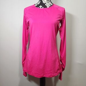 Nike Women's Dri-fit Bright Pink Scrunch Sleeve Top W/Thumb Holes Size L NNWT